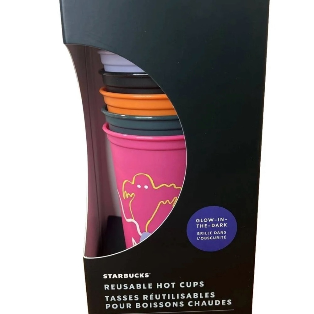 Starbucks Halloween 2023 Glow-In-The Dark 6 Pack 16 Oz Reusable Hot Cups NEW! - Picture 3 of 13